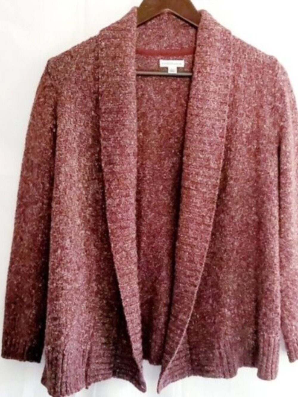 Croft & Barrow Women's MP Purple Accented Open Front Knit Cardigan